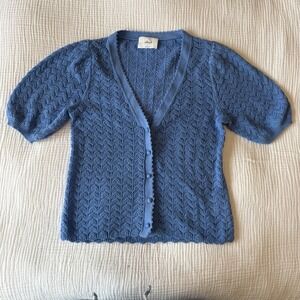 Wilfred Blue Knit Short-Sleeve Cardigan